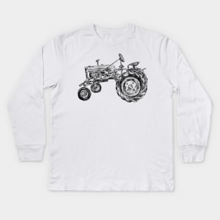 Antique Tractor Print Kids Long Sleeve T-Shirt